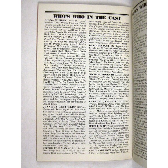 Wonderful Town Playbill Hirschfeld Theatre 2003 Donna Murphy Greg Edelman - Picture 7 of 8